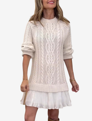Leslie knit sweater dress for women by Christine Brewer, featuring a cozy, stylish design in a soft, textured fabric.