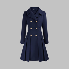 Christine Brewer Dami Classy Double Button Long Sleeve Coat showing front view with stylish collar and double-button closure
