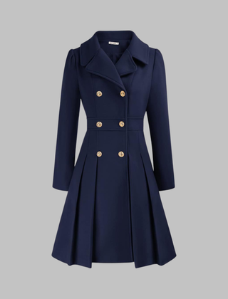 Christine Brewer Dami Classy Double Button Long Sleeve Coat showing front view with stylish collar and double-button closure