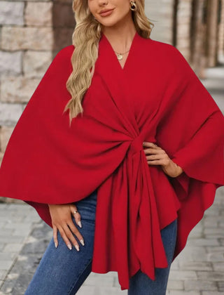 Christine Brewer Cecilia knit poncho for women, stylish and cozy top in soft, textured fabric, perfect for casual wear.