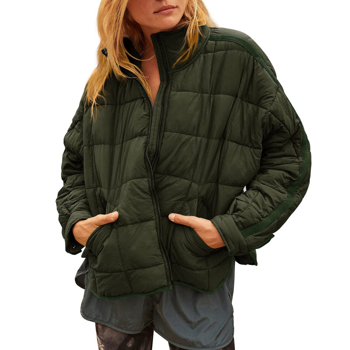April | Puffer Jacket Puffer Coat Quilted Winter Warm Lightweight Packable Zip Up Padded Insulated