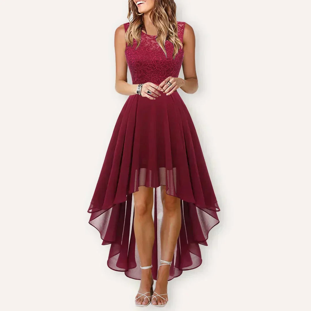 Kaitlyn | Wedding Guest Dress High-Low Women Sleeveless Formal Cocktail Evening Flowy Layered Fall