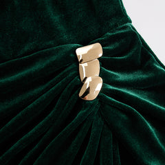 Velvet midi evening dress by Christine Brewer featuring a fitted bodice and flowing skirt, perfect for formal occasions.