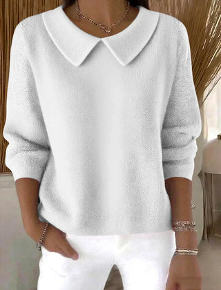 Christine Brewer Clara relaxed fit sweater in versatile classic style, shown in a cozy, neutral-colored knit on a model.