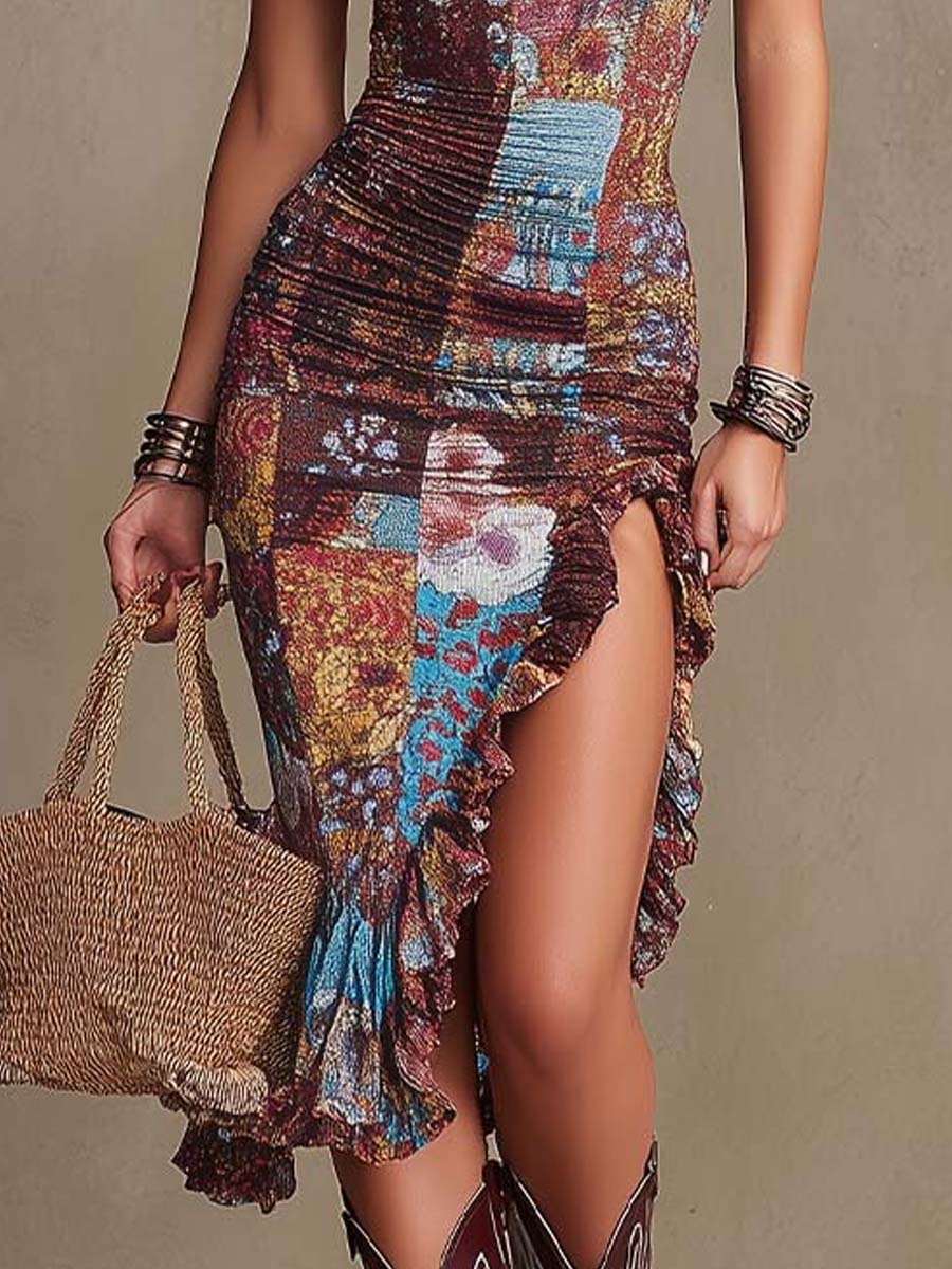 Floral midi dress by Christine Brewer featuring a casual style with vibrant flower patterns and a flowing silhouette.