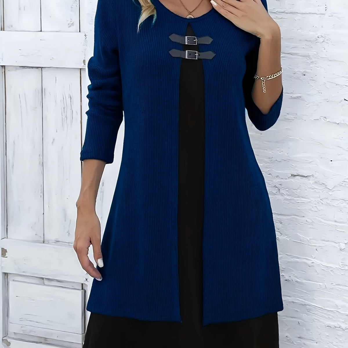 Rosetta | Ribbed Long Sleeve Midi Dress for Women