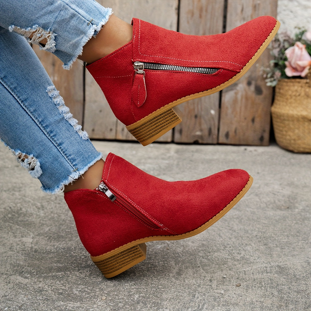 Millicent | Ankle Boots, Women, Dual Zip, Block Heel, Low Heel, Cushioned, Fall, Winter, Booties,