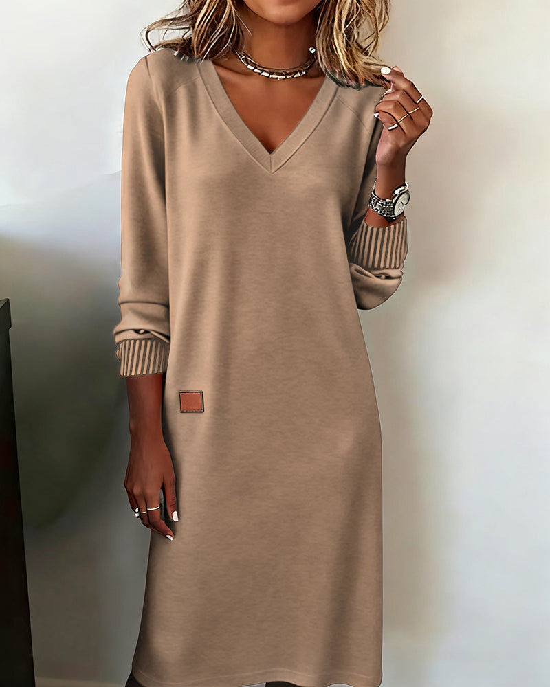 Mariana | Striped Relaxed-Fit V-Neck Sweater Dress for Women
