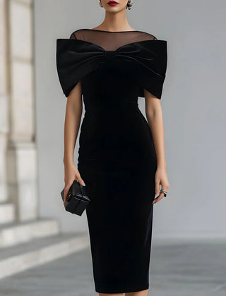 Elegant midi dress for women by Christine Brewer, featuring a stylish Bardot velvet design, perfect for sophisticated occasions.