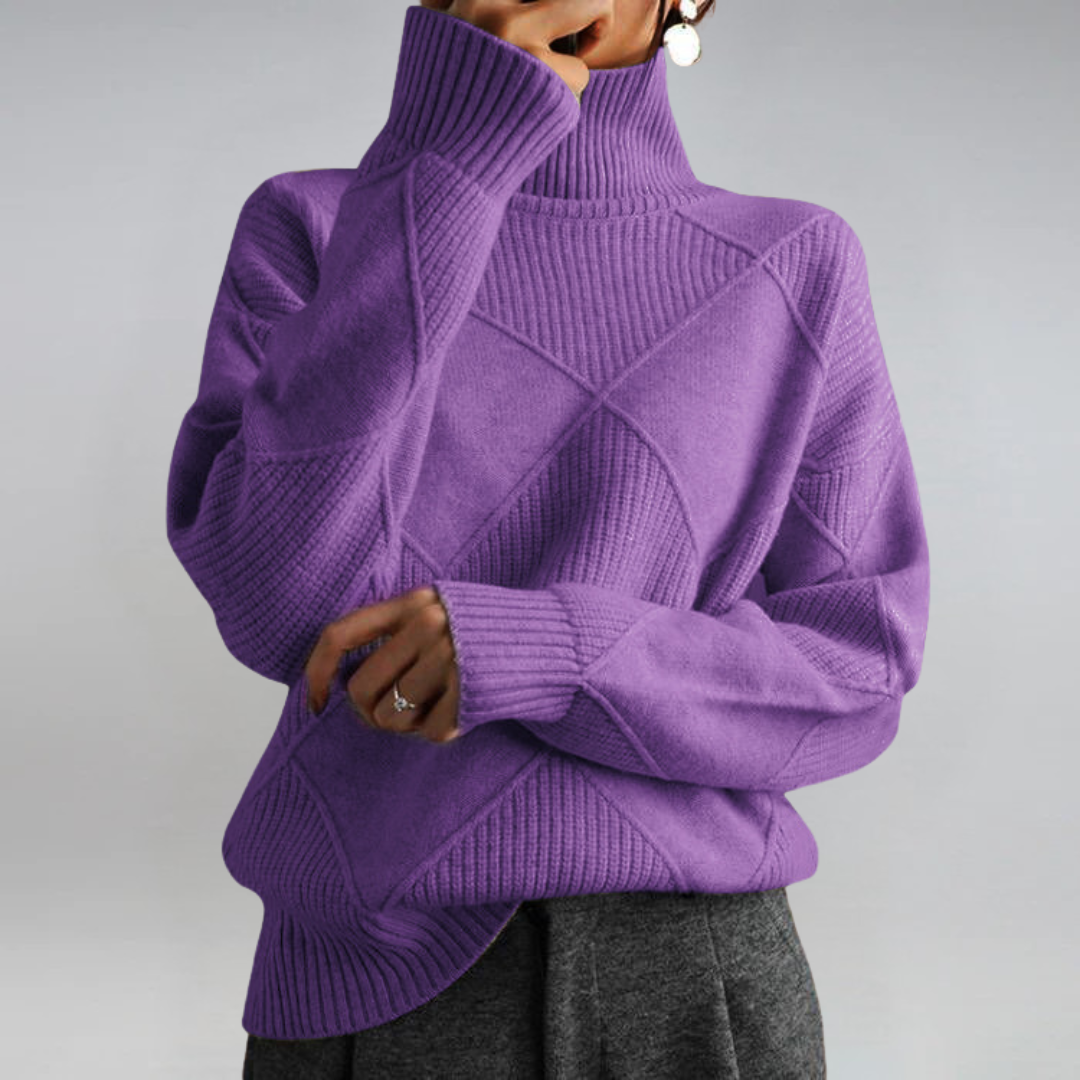 Christine Brewer Bella tailored versatile turtleneck sweater, shown in a cozy, fitted design with a classic turtleneck collar.