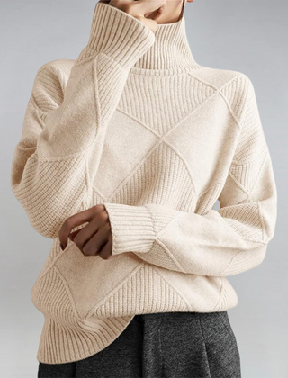 Christine Brewer Margot women's turtleneck sweater in cozy knit, featuring a fitted design and classic turtleneck collar.