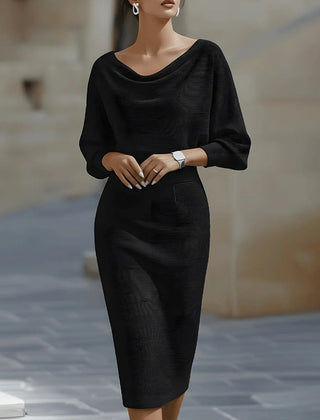 White batwing-sleeve waist-cinching dress for women by Christine Brewer, featuring a flowy silhouette and stylish design.