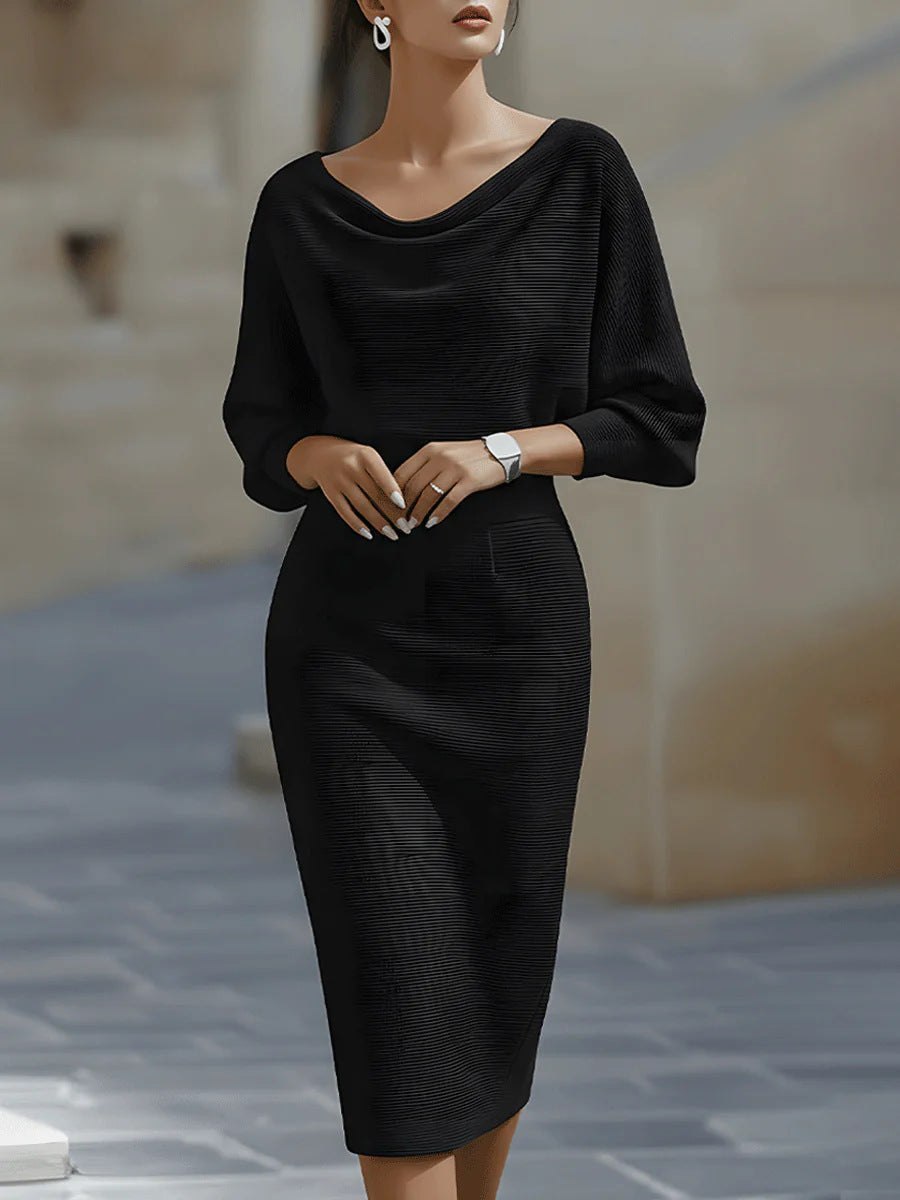 White batwing-sleeve waist-cinching dress for women by Christine Brewer, featuring a flowy silhouette and stylish design.