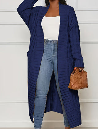 Sadie asymmetric knit cardigan for women by Christine Brewer, featuring a stylish, cozy coat with a unique uneven hem detail.