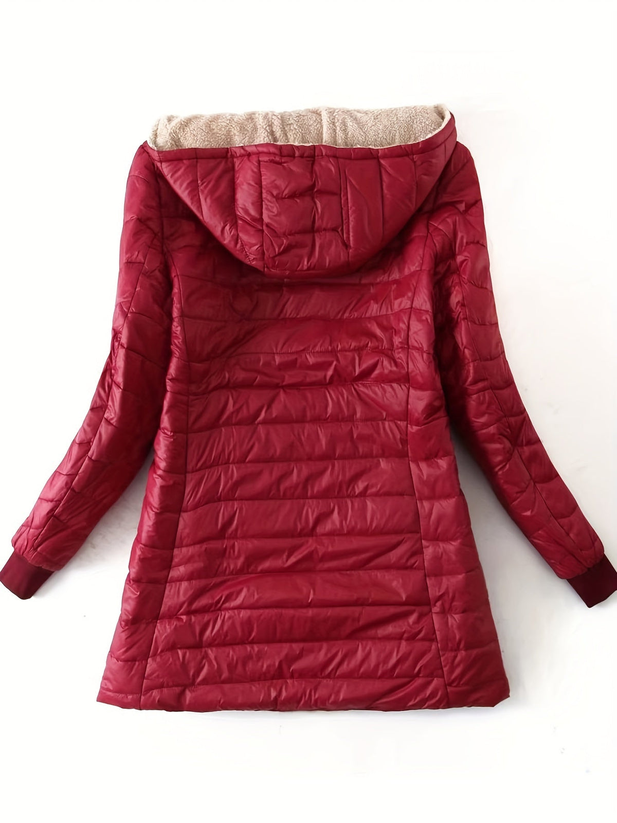 Elsa | Fleece Longline Hooded Puffer Coat for Women