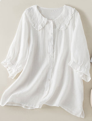 Women's summer dress by Christine Brewer featuring ruffle linen fabric, sleeveless design, and a flowy, casual fit.