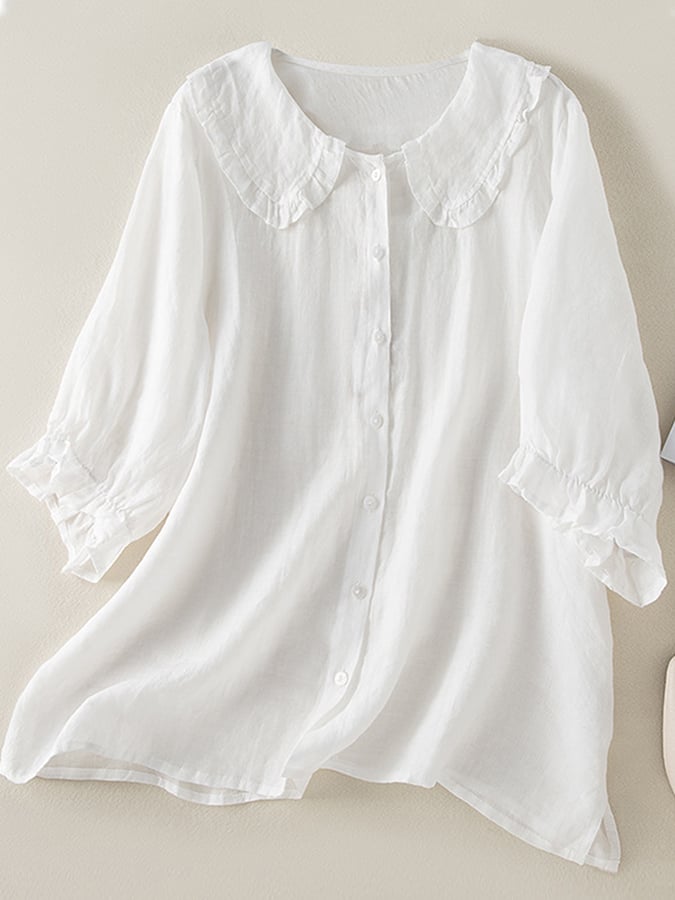 Women's summer dress by Christine Brewer featuring ruffle linen fabric, sleeveless design, and a flowy, casual fit.