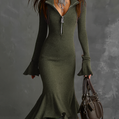 Knit midi dress for women by Christine Brewer, featuring a fitted silhouette and soft, cozy fabric in a stylish design.