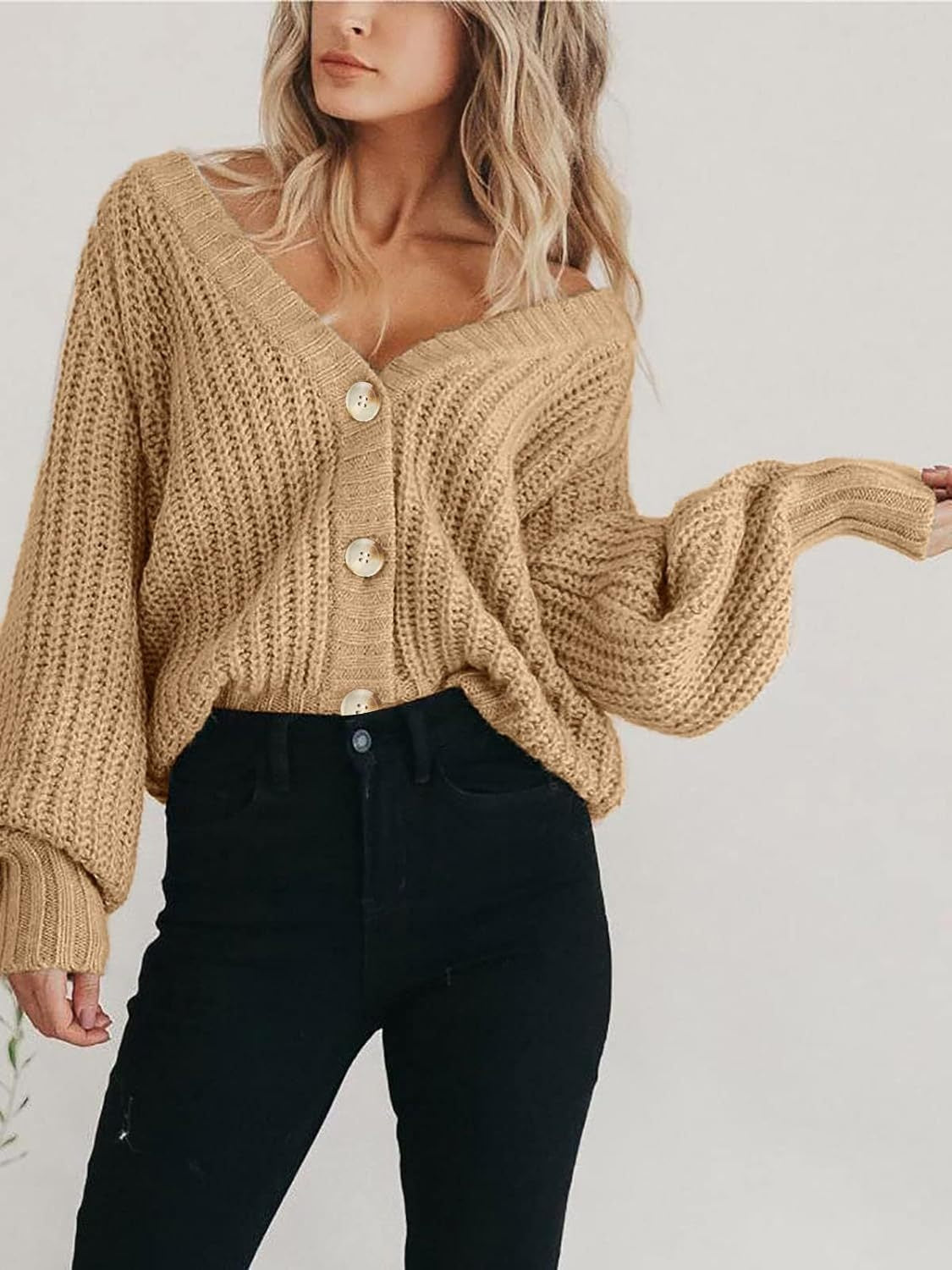 Christa | Chunky Knit V-Neck Cardigan for Women