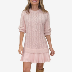 Christine Brewer Leslie knit sweater dress for women, featuring a cozy, fitted design with long sleeves and ribbed details.