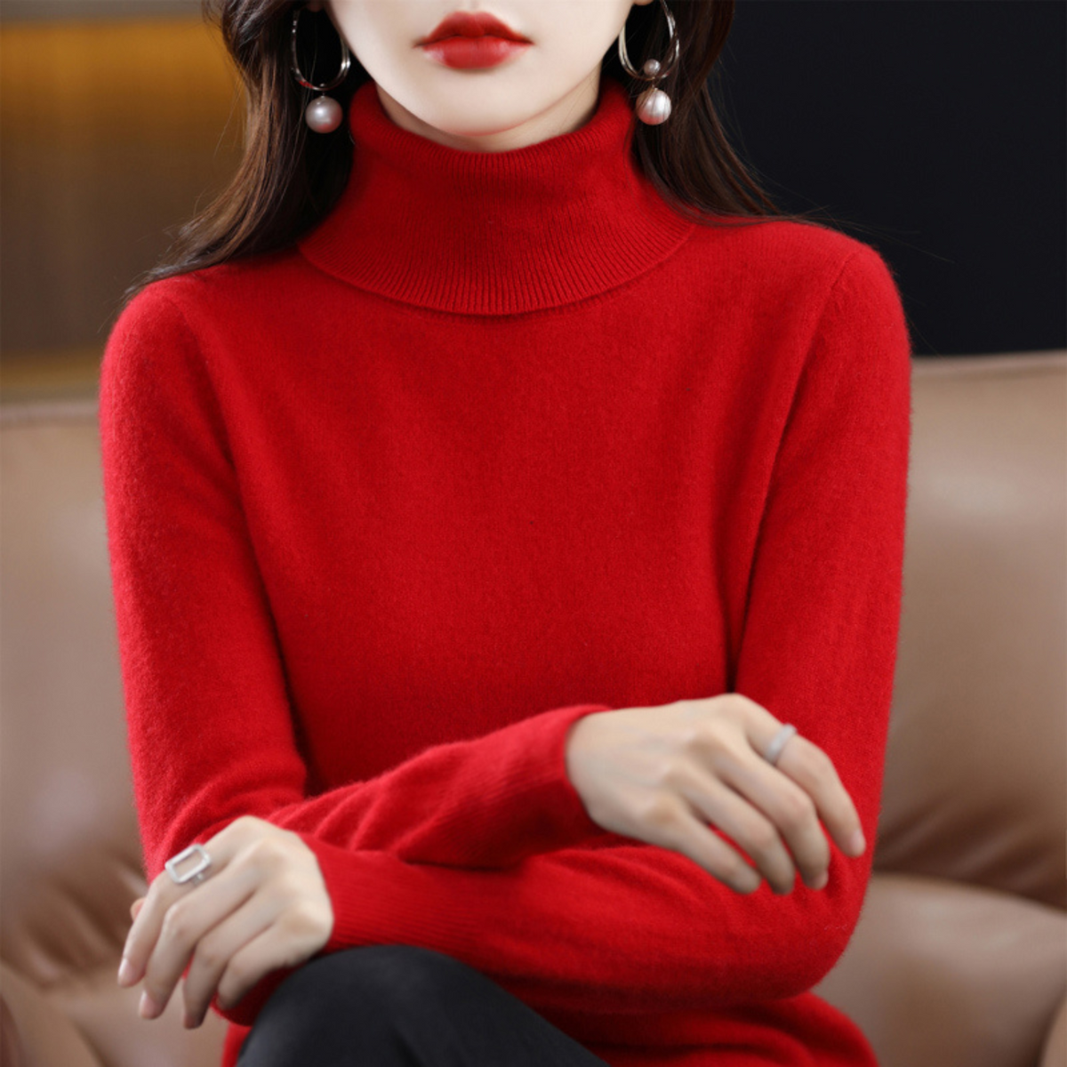 Delilah | Cashmere Sweater Turtleneck Knit Winter Warm Lightweight Slim Fit Pullover Fall