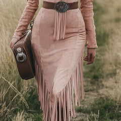 Pink tassel midi dress by Christine Brewer featuring casual style, flowy fabric, and tassel details for a relaxed, elegant look.