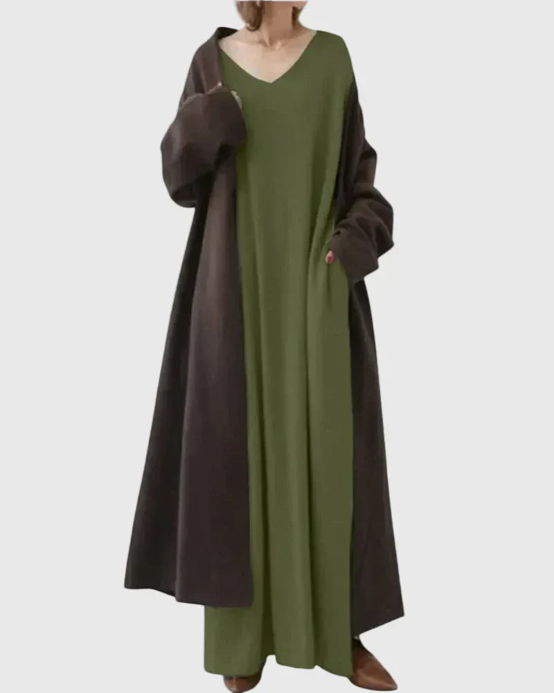 Gryelle | Maxi Dress Women Minimalist Relaxed Fit Flowy Casual Layering Evening Fall Winter