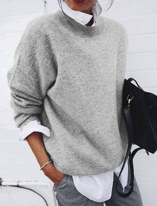 Christine Brewer Philippa knit sweater for women, soft yarn, fitted style, featuring a crew neckline and long sleeves.