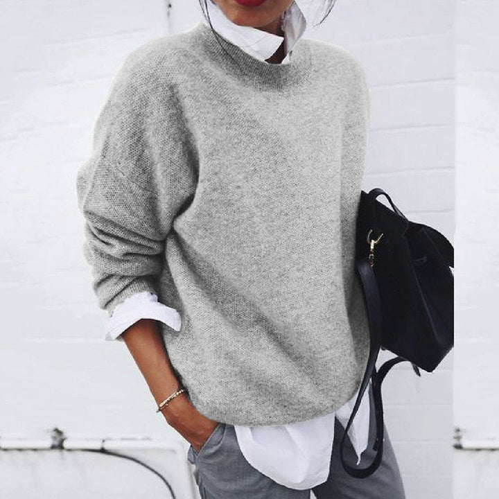 Christine Brewer Philippa knit sweater for women, soft yarn, fitted style, featuring a crew neckline and long sleeves.