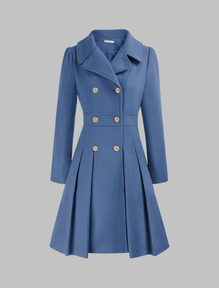Dami Classy Double Button Long Sleeve Coat by Christine Brewer, featuring a tailored design with double buttons and long sleeves.