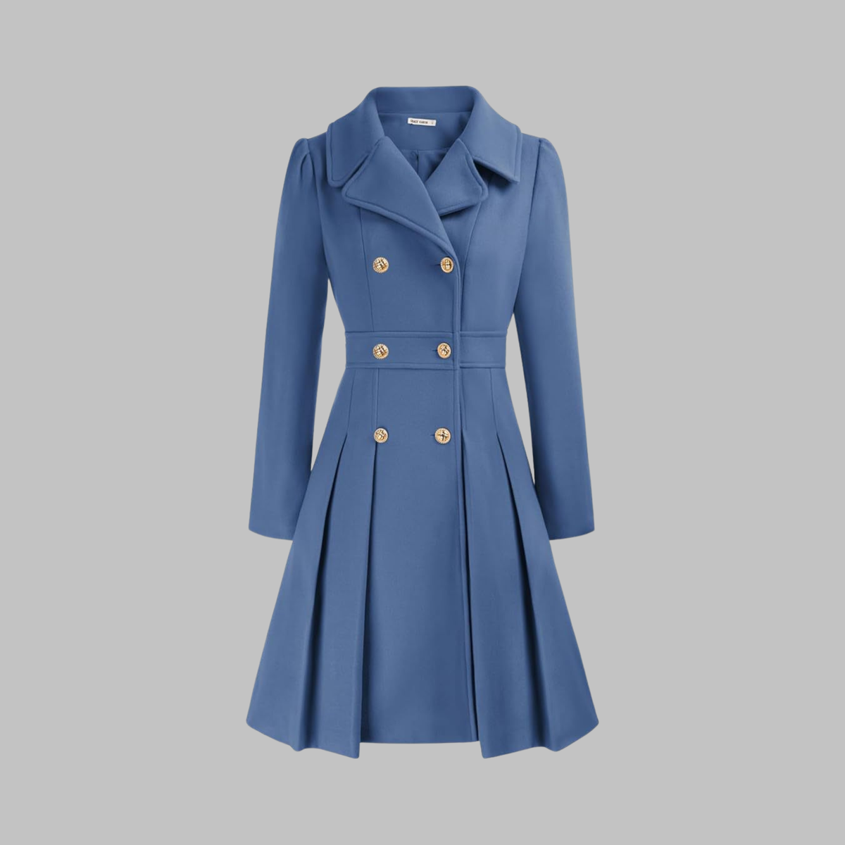 Dami Classy Double Button Long Sleeve Coat by Christine Brewer, featuring a tailored design with double buttons and long sleeves.