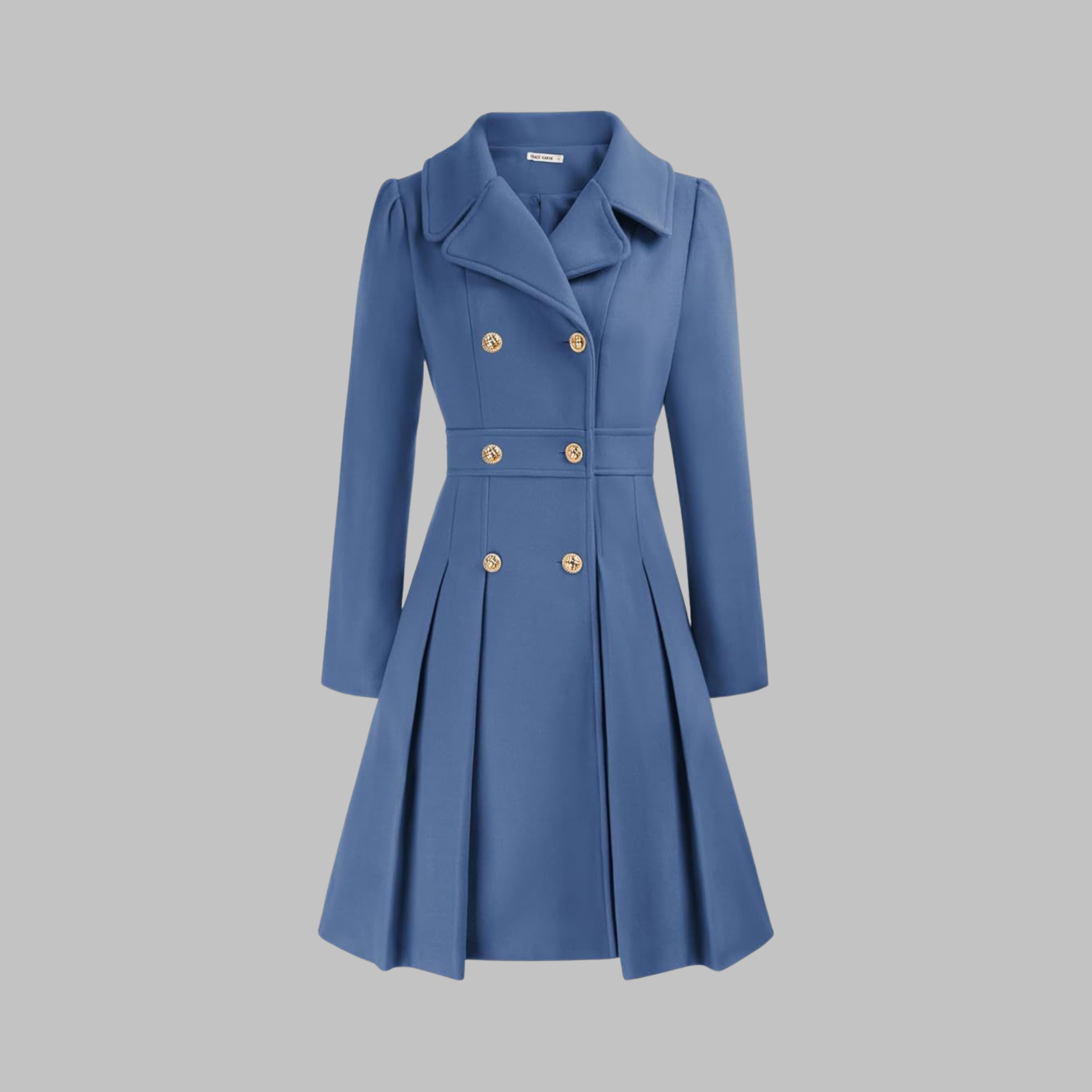 Dami Classy Double Button Long Sleeve Coat by Christine Brewer, featuring a tailored design with double buttons and long sleeves.