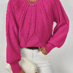 Christine Brewer Esme women's knit sweater, cozy beige pullover with ribbed cuffs and neckline, casual fall fashion piece.