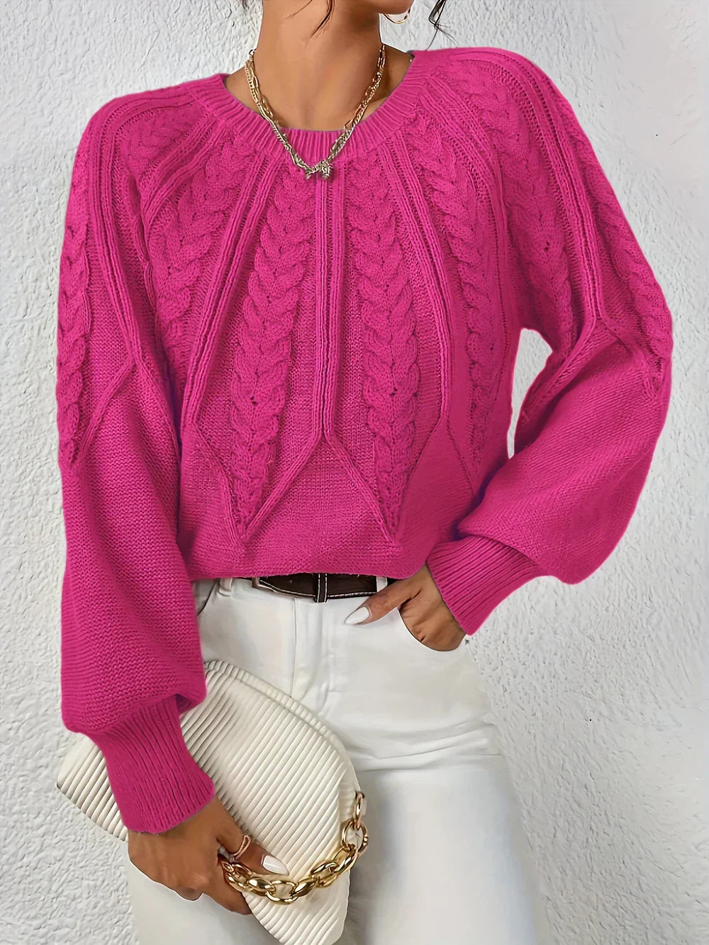 Christine Brewer Naomi classic timeless sweater in neutral color, featuring a cozy knit fabric and a relaxed fit.