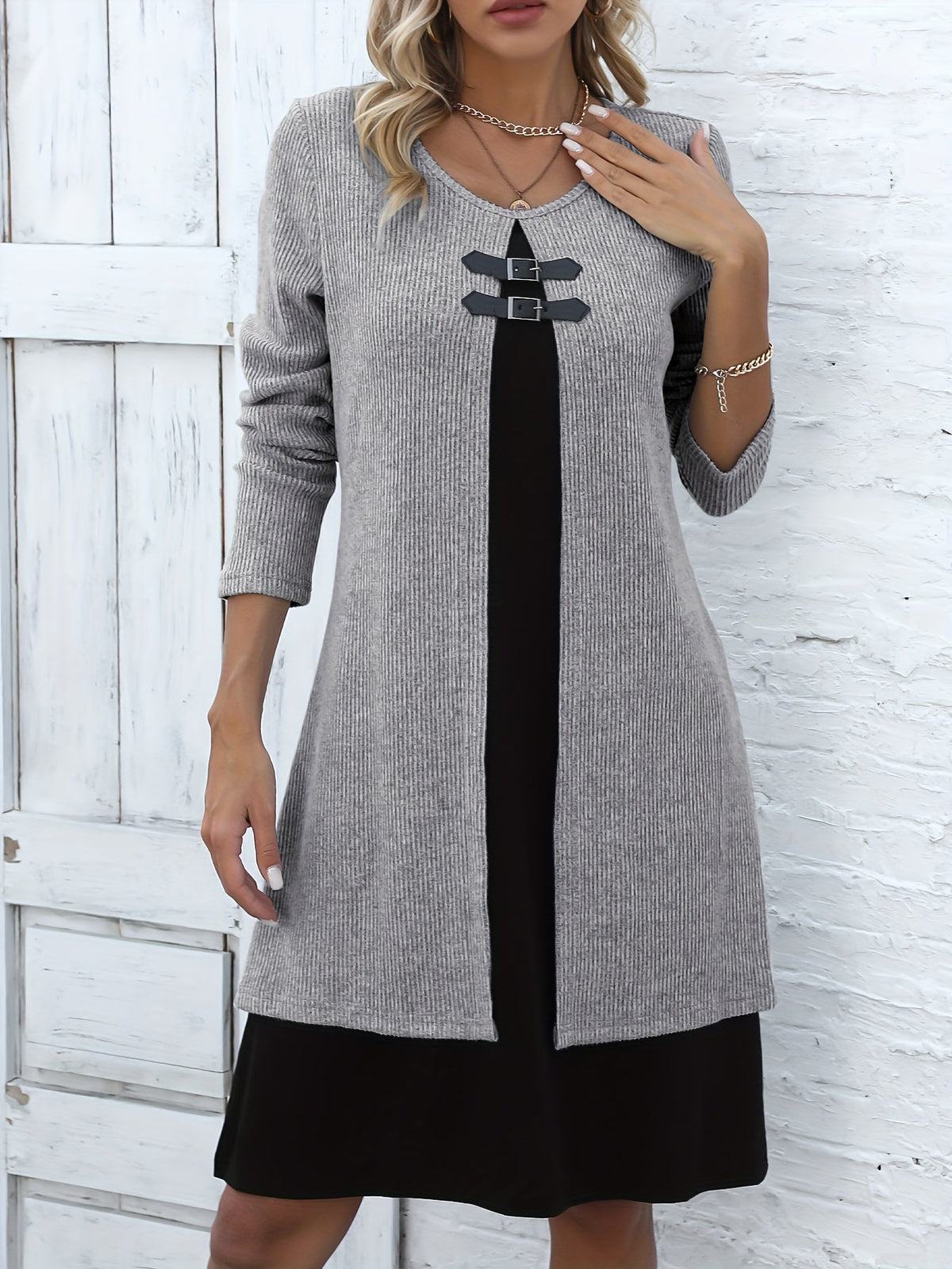 Rosetta | Ribbed Long Sleeve Midi Dress for Women