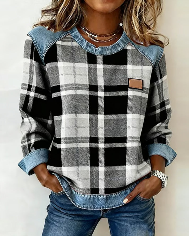 Christine Brewer Iris oversized patchwork sweatshirt, versatile classic hoodie with colorful patchwork design and cozy fit.