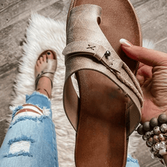 Christine Brewer Delia orthopedic comfort sandals for women featuring supportive straps and cushioned soles.