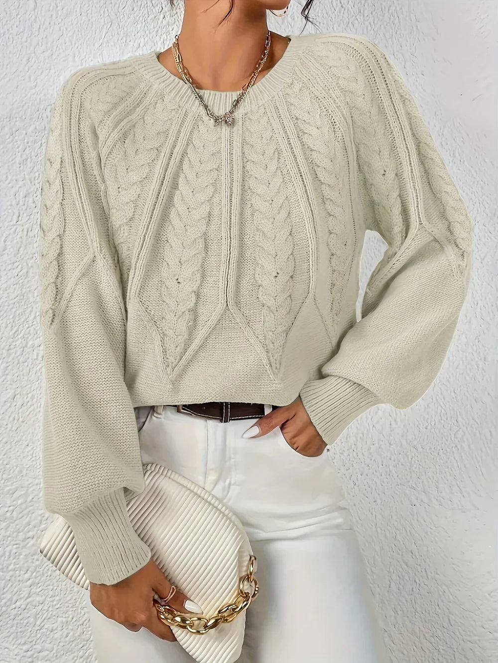 Christine Brewer Esme women's knit sweater in soft, cozy fabric featuring a stylish, fitted design and ribbed details.