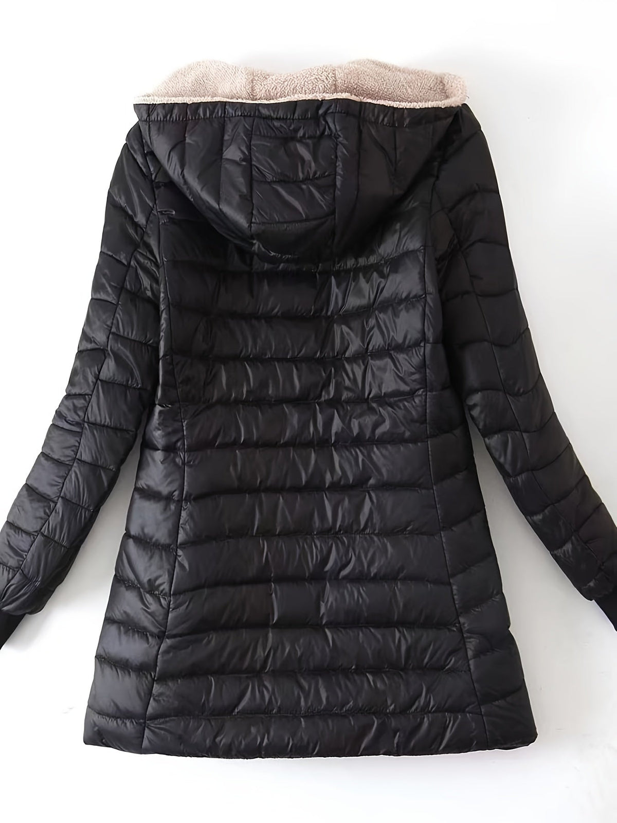 Elsa | Fleece Longline Hooded Puffer Coat for Women