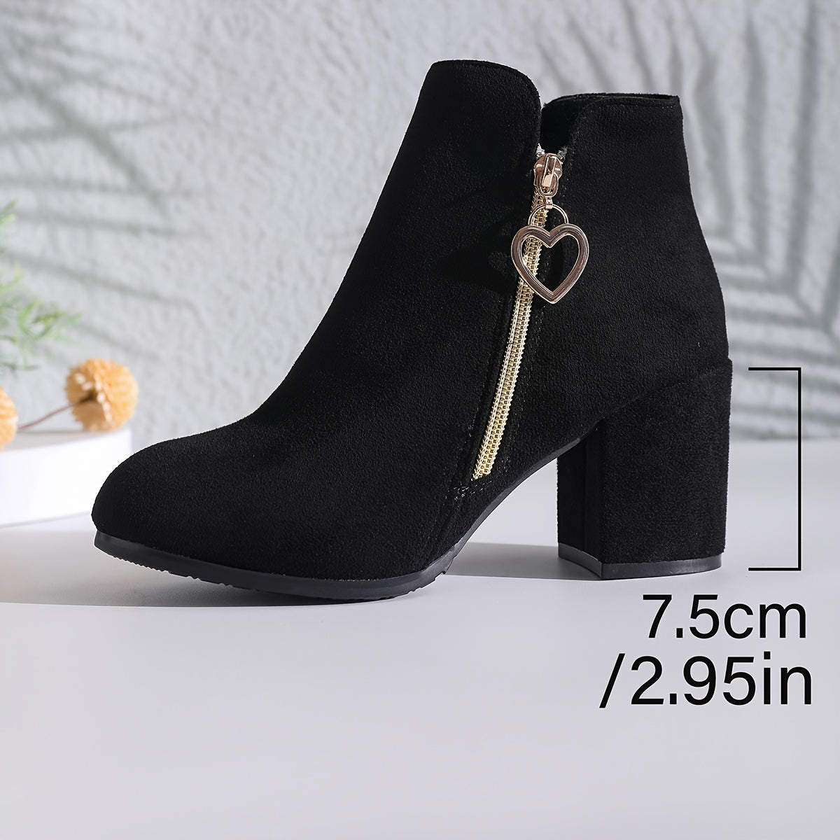 Beryl | Ankle Boots, Women, Warm, Fleece Lined, Block Heel, Side Zip, Winter, Slip On,