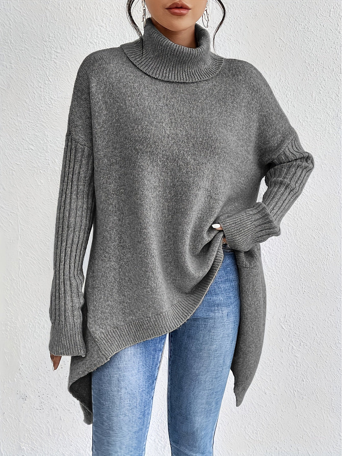 Christine Brewer Bridget high neck women's sweater in soft knit, featuring a cozy fit and stylish design.