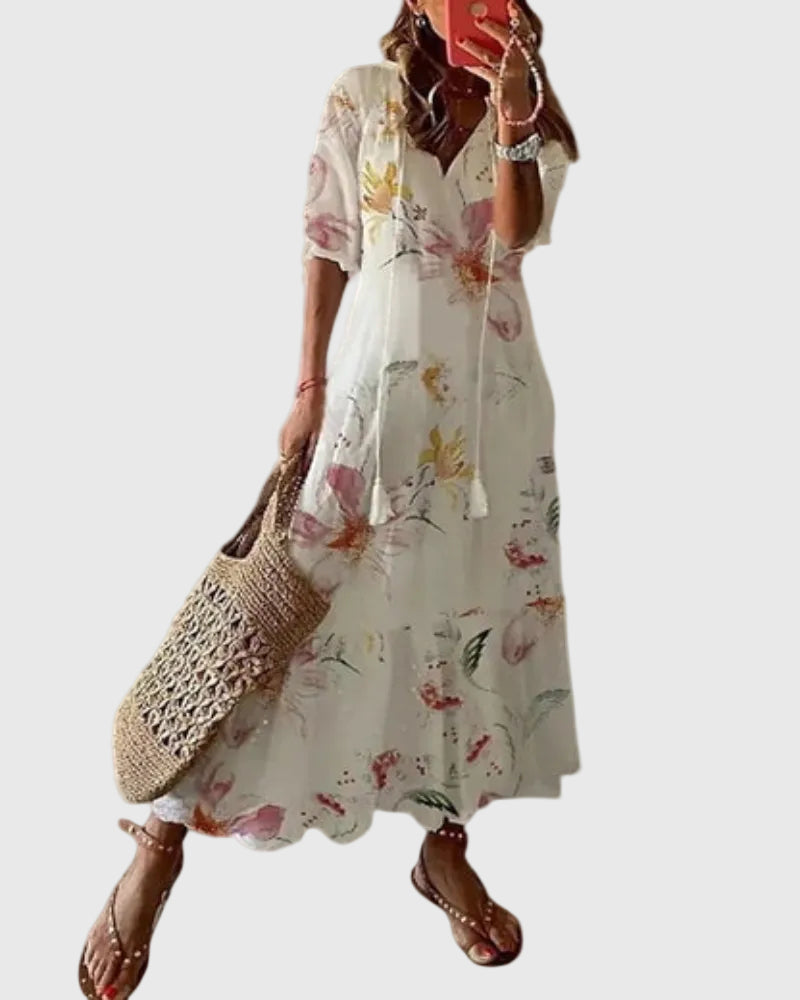 Amalia | Maxi Dress Women Boho V-Neck Summer Lightweight Flowy Printed Casual Vacation