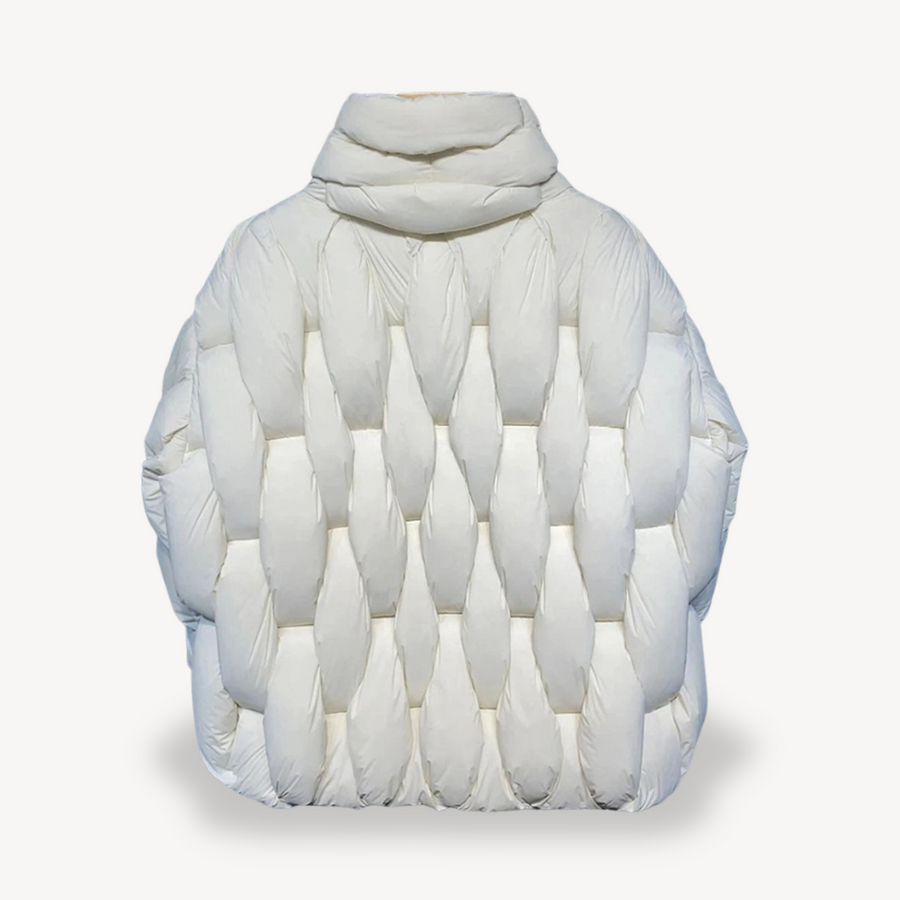 Loravelle20251123 women's cozy puffer jacket by Christine Brewer, featuring a stylish, insulated design perfect for cold weather.