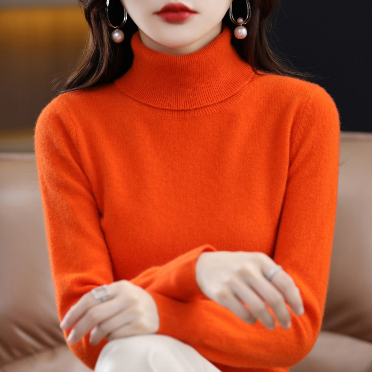 Delilah | Cashmere Sweater Turtleneck Knit Winter Warm Lightweight Slim Fit Pullover Fall