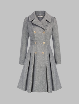 Christine Brewer Dami Classy Double Button Long Sleeve Coat featuring a tailored design and stylish double-breasted front.