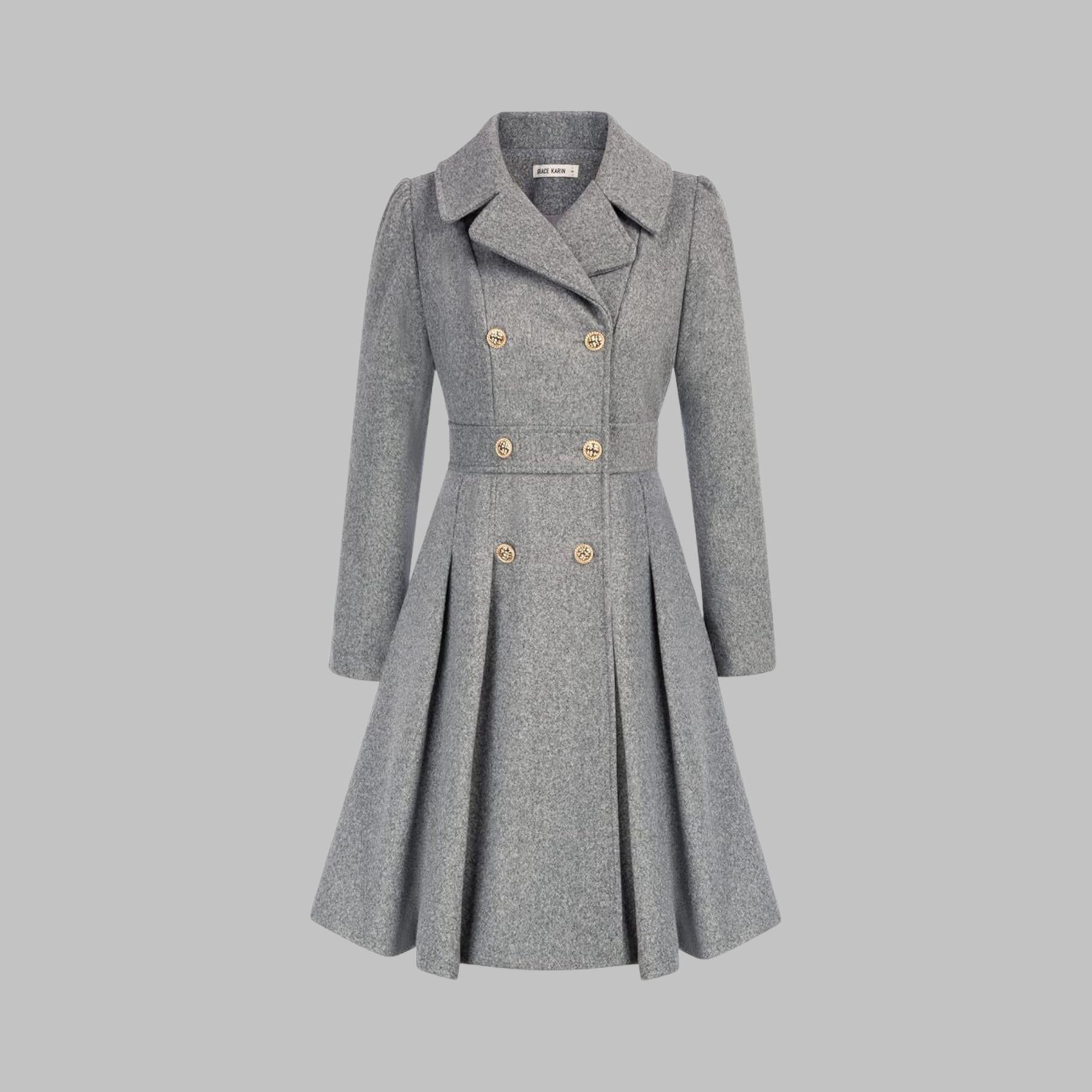 Christine Brewer Dami Classy Double Button Long Sleeve Coat featuring a tailored design and stylish double-breasted front.