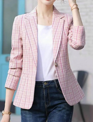 Women’s tailored office blazer by Christine Brewer featuring a single-button design, slim fit, and classic blazer style.