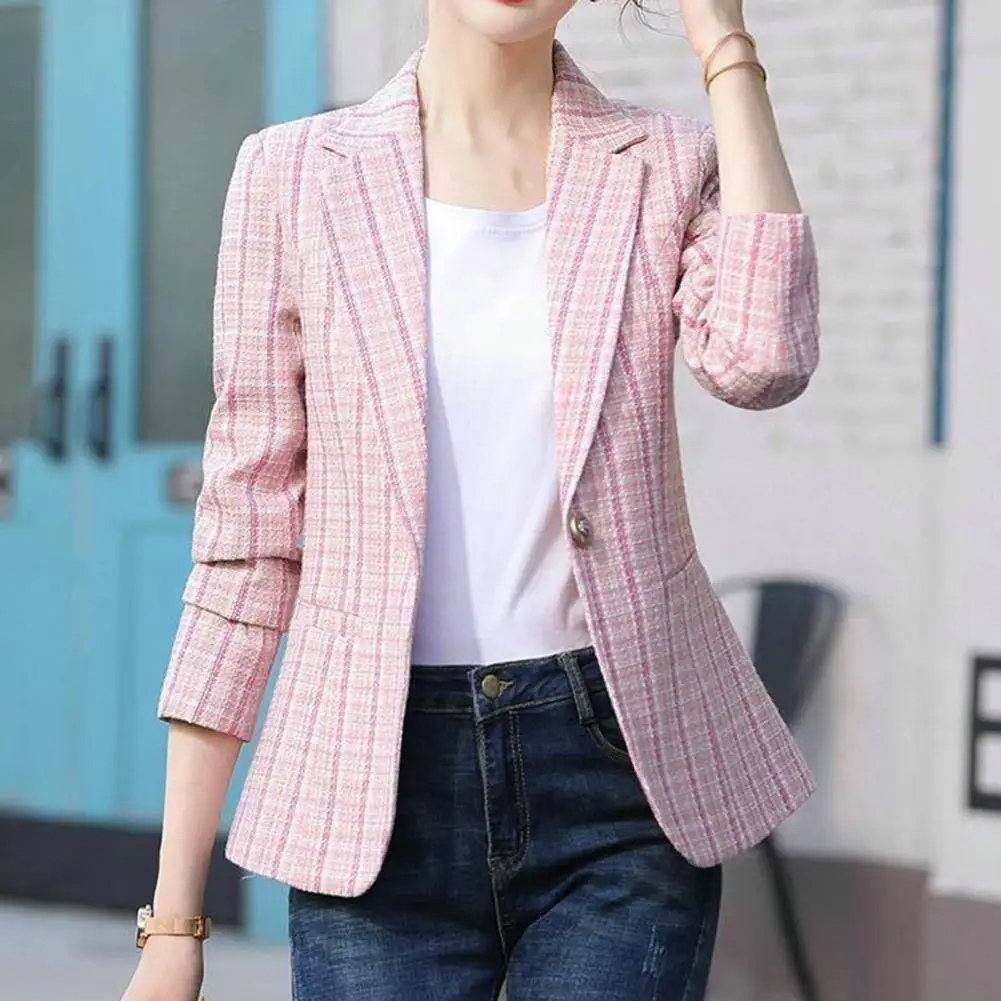 Women’s tailored office blazer by Christine Brewer featuring a single-button design, slim fit, and classic blazer style.