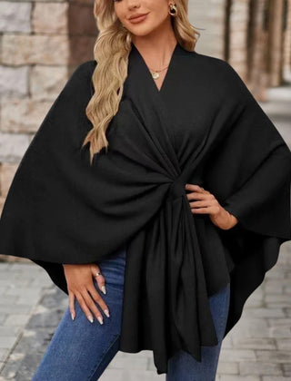 Christine Brewer Cecilia knit poncho for women, stylish top with cozy knit fabric and draped design, perfect for casual wear.