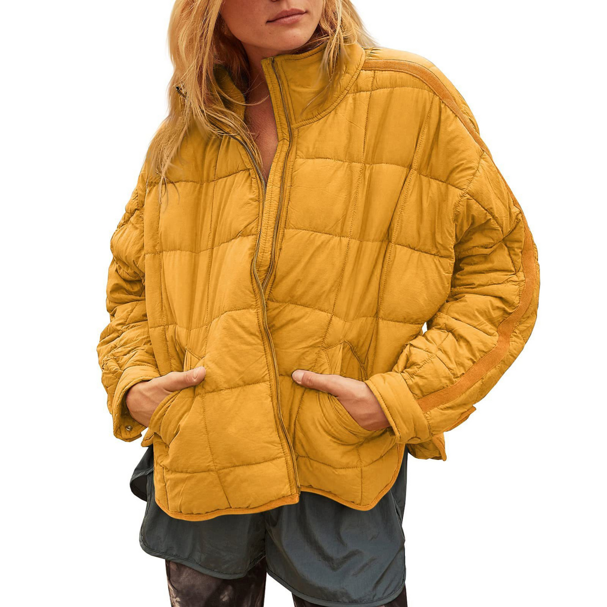 April | Puffer Jacket Puffer Coat Quilted Winter Warm Lightweight Packable Zip Up Padded Insulated